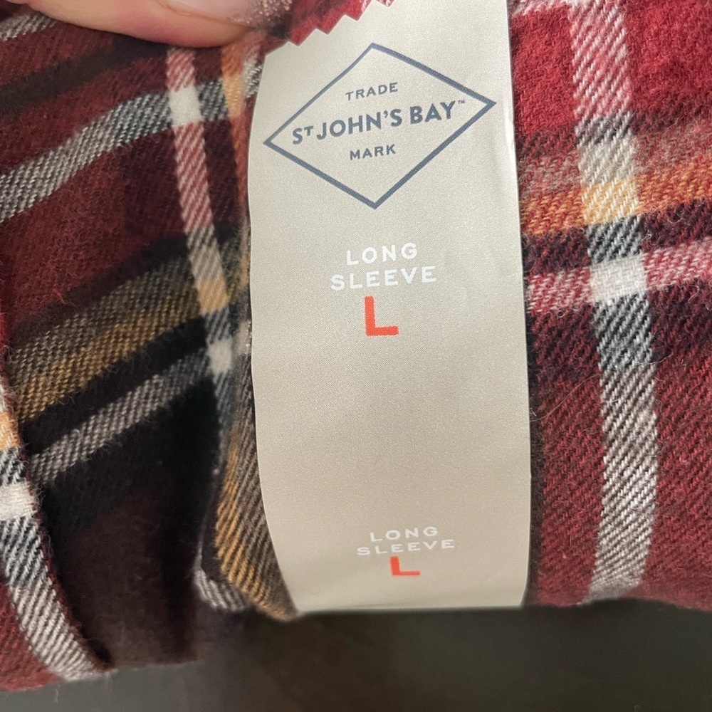BNWT St. John's Bay Men's Rust Multicolor Plaid Button Down Shirt size large - Picture 4 of 9